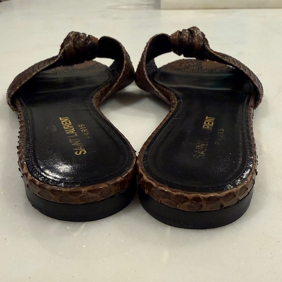 Authentic Yves Saint Laurent Bianca Knot Slides Python Size 38.5 - Picture 5 of 5